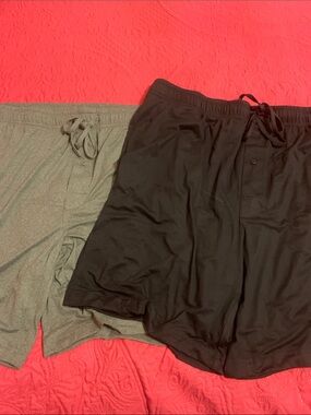 New 2pack Men's Drawstring Lounge Shorts - Black and Heather Gray xl